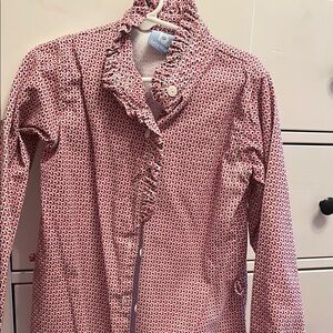 Red and White Ruffled shirt dress